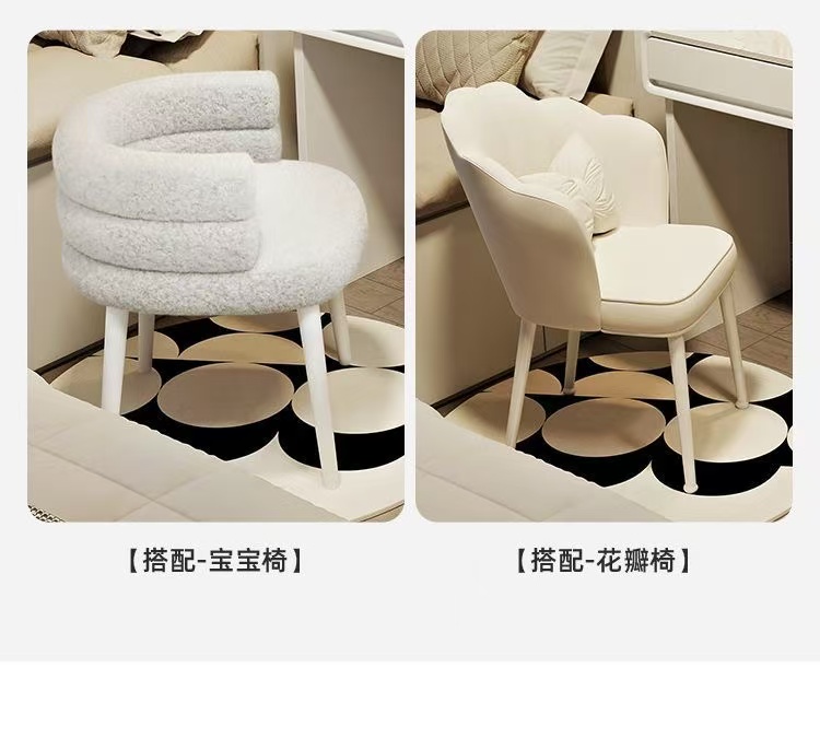 实木40cm梳妆台高级感卧室收纳柜踢脚线梳妆台现代简约化妆桌详情24