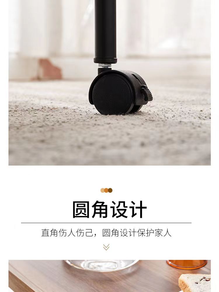 北欧角几小茶几带轮胡桃色实木沙发旁置物架边几移动小茶几详情5