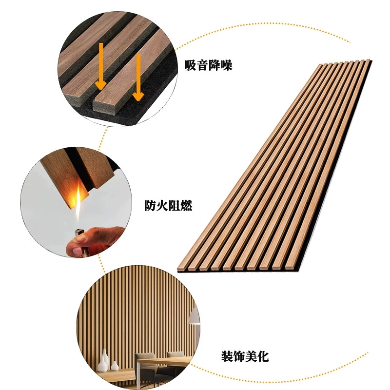 木条聚酯纤维吸音板格栅板会议室背景墙琴房隔音板影院科技木装饰详情4