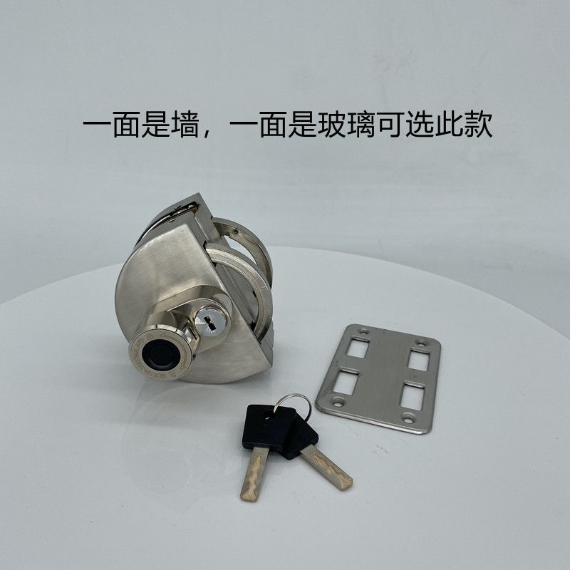 单边玻璃门锁 不锈钢门锁 半圆单开门带锁铜钥匙玻璃锁详情1