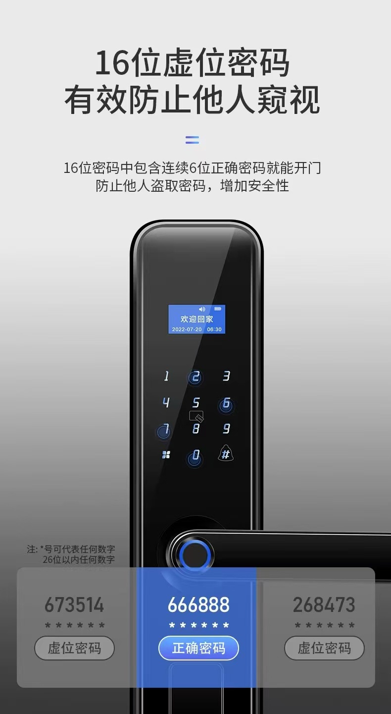 智能锁家用指纹锁防盗门锁密码锁入户门电子锁手机远程密码酒店锁详情5