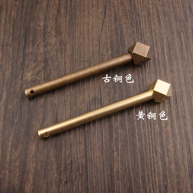 多边形方头插销 仿古纯铜直条菱形铜锁中式门栓古铜木门带孔锁栓详情4