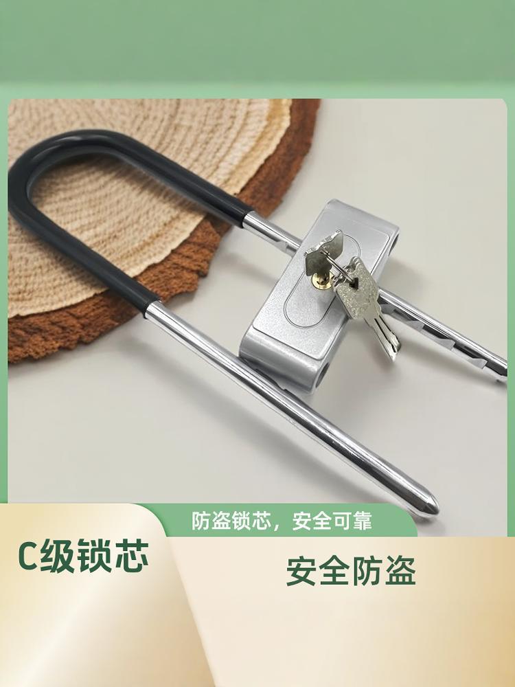 玻璃门锁u型钥匙锁挂锁双门插锁玻璃锁长锁商铺仓库室外安全防盗详情8