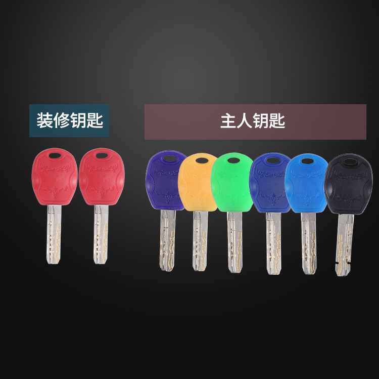 七彩B级小塑盒锁芯防盗门通用型B级双面防撬锁芯纯铜AB钥匙纯铜详情10