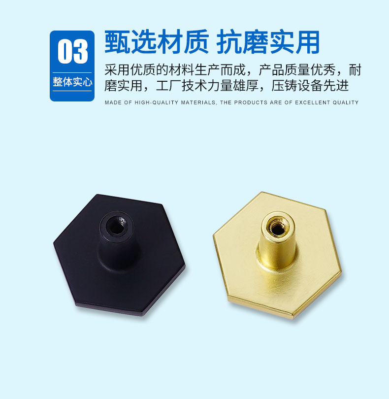跨境现货六角仿铜圆拉手锌合金挂钩家具橱柜门把手详情8