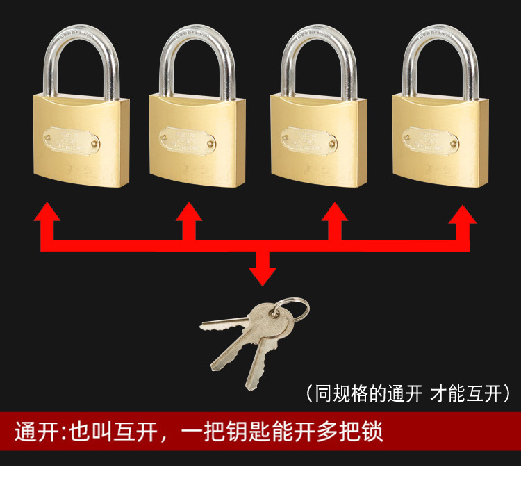 仿铜挂锁铁挂锁锁头小锁学生宿舍家用通开通用锁具批发柜门详情6