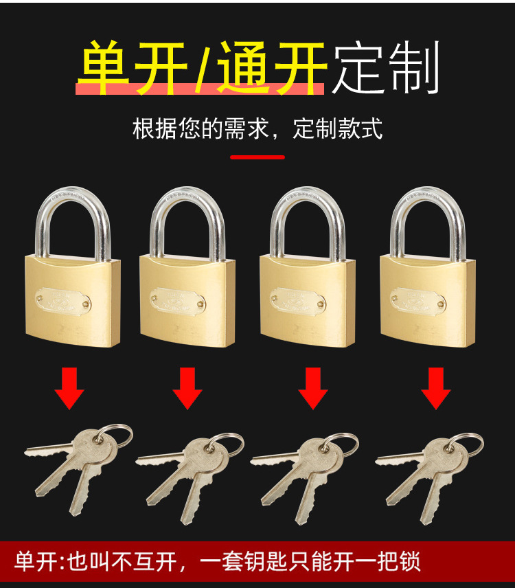 仿铜挂锁铁挂锁锁头小锁学生宿舍家用通开通用锁具批发柜门详情5