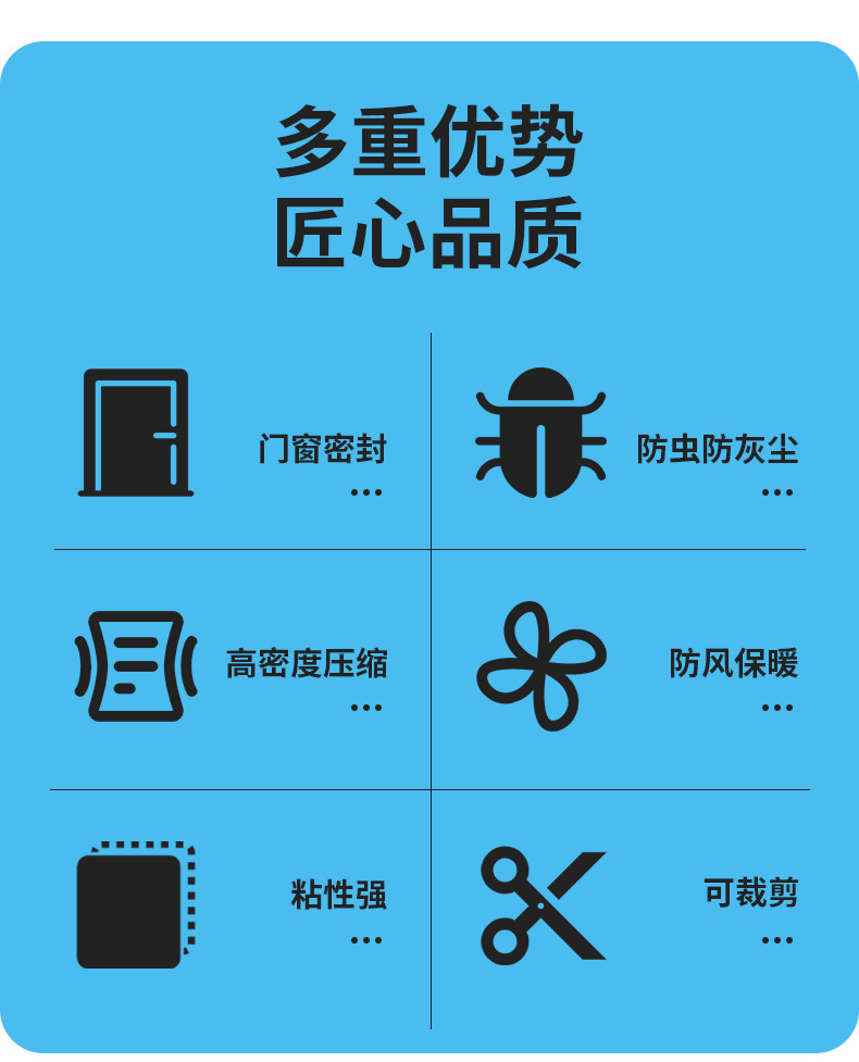 门窗密封条房门隔音自粘海绵单面胶窗户缝隙防虫防风泡棉密封条详情2