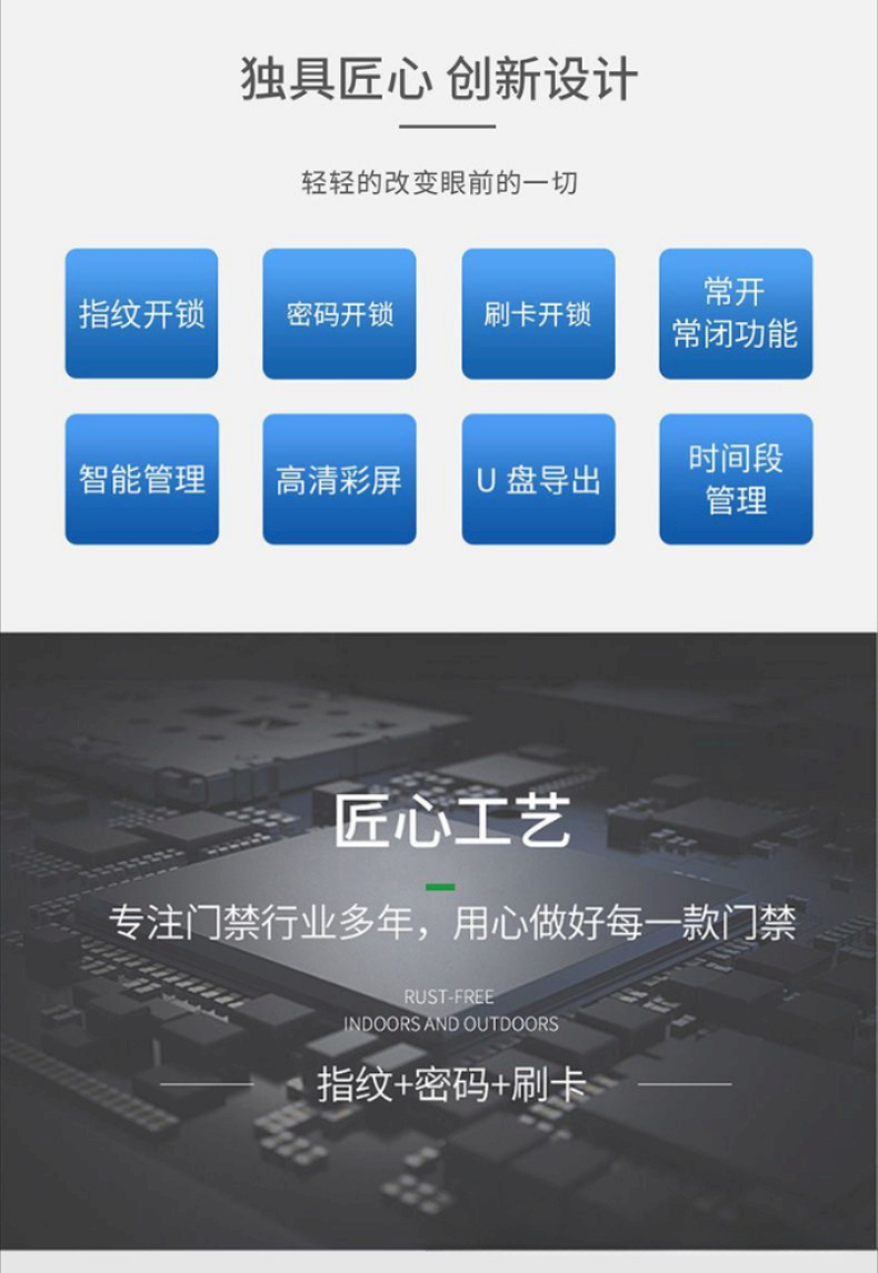 指纹密码门禁考勤一体机锁具C20 fingerprint access control attendance详情2