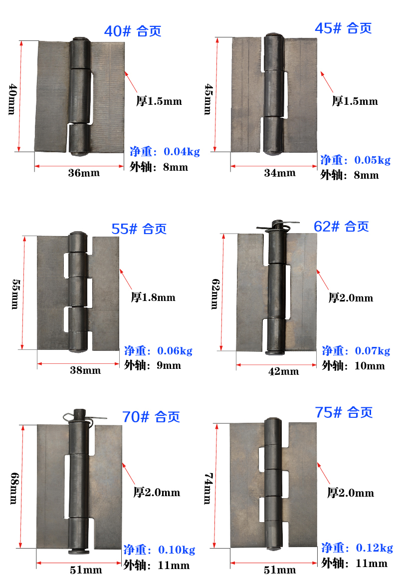 特大铁门合页焊接汽货车箱合页重型加厚拆脱卸铁铰链门轴合叶详情13