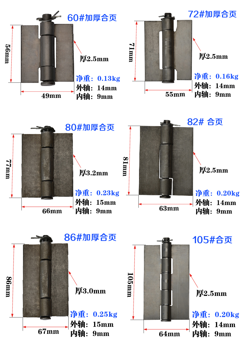 特大铁门合页焊接汽货车箱合页重型加厚拆脱卸铁铰链门轴合叶详情10