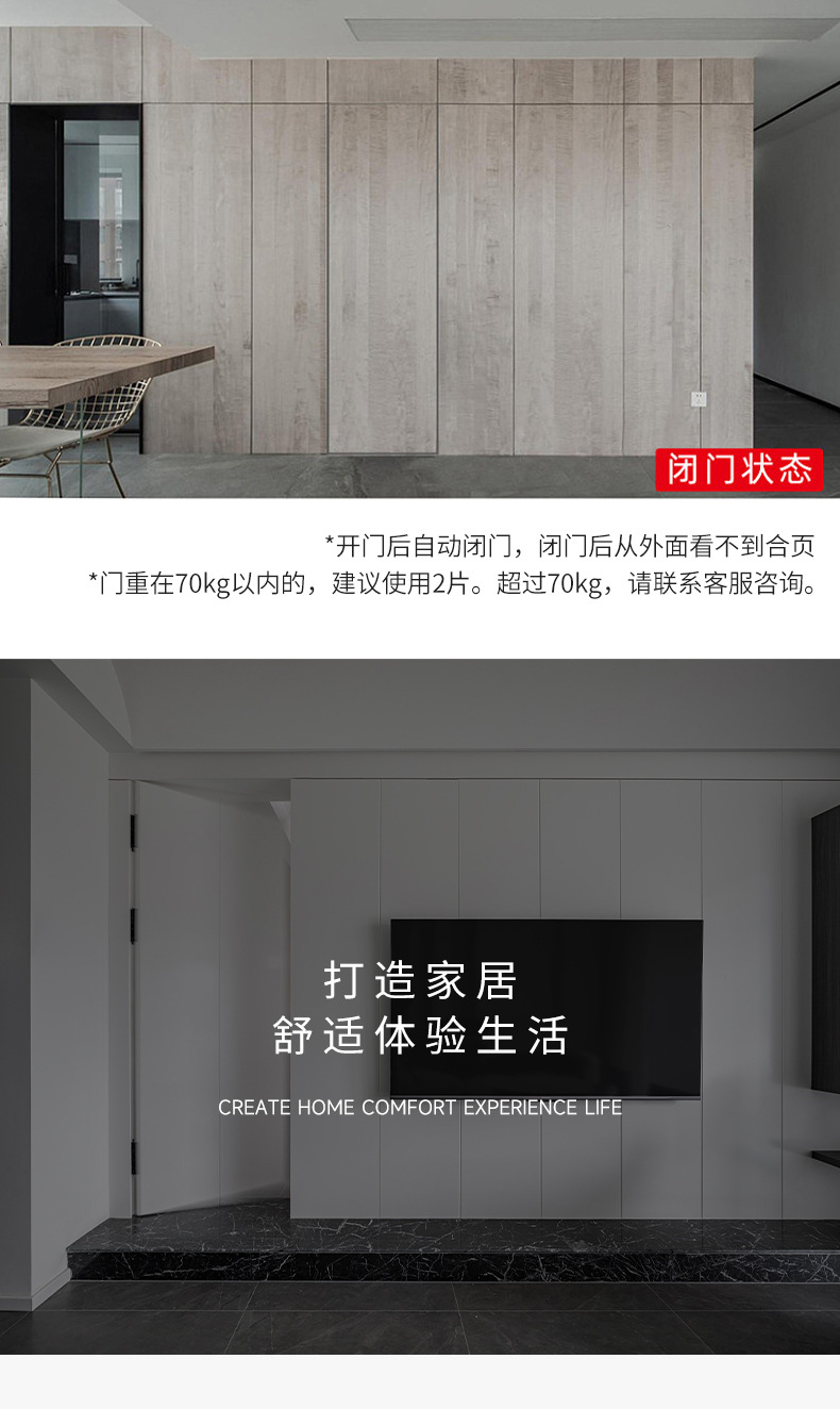 缓冲静音隐形门液压合页缓冲自动闭门左右合页多功能批发液压合页详情15