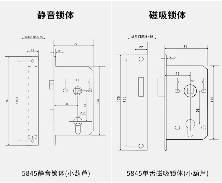 现代简约门锁室内分体锁磁吸静音卧室房门锁灰色实木门把手执手锁详情12