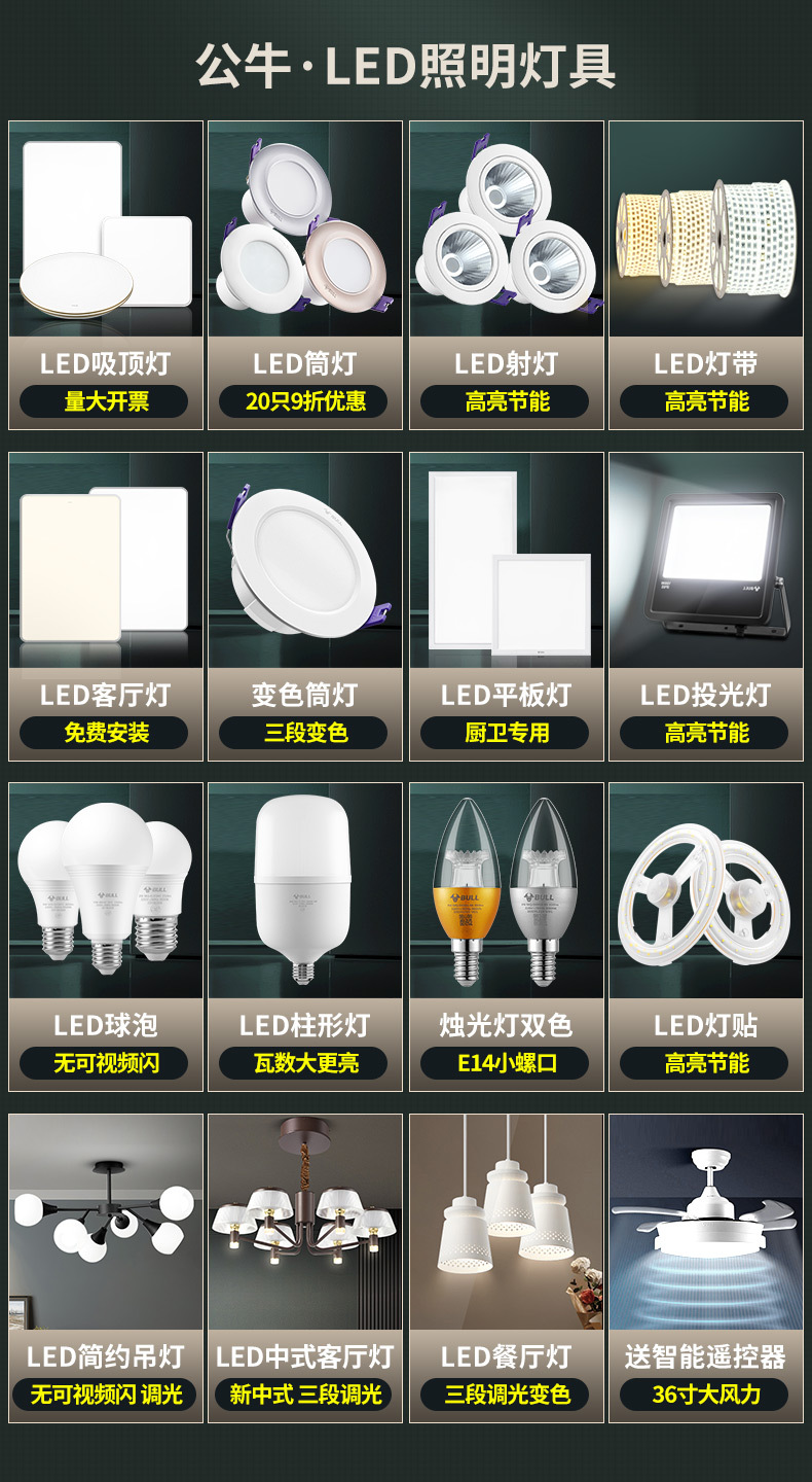 公牛开关插座五孔面板批发86型墙壁暗装家用5孔电源usb插座正品批详情6
