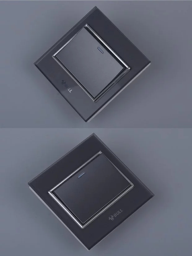 公牛开关插座G22高晶玻璃面板水晶钢化插座家用五孔86型钛金灰色详情1