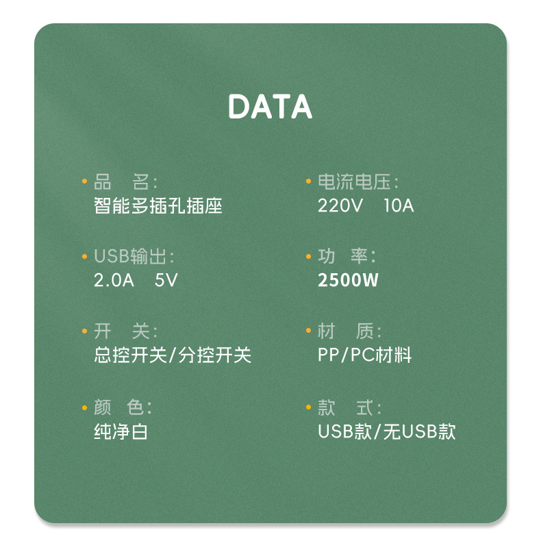 小米款排插家用USB插座接线板宿舍办公插板插线板一转多孔排插板详情19