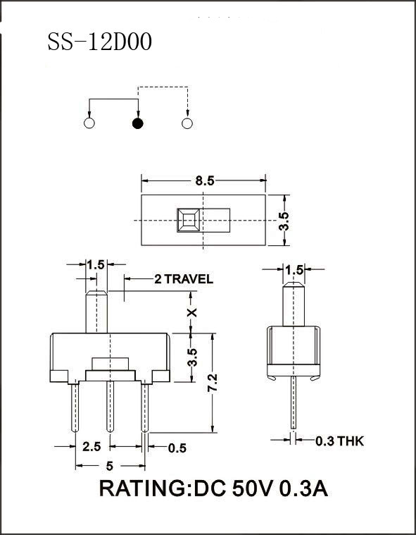 拨动开关 SS12D00G4 立式 三脚二档 波动 滑动玩具开关 厂家批发详情5