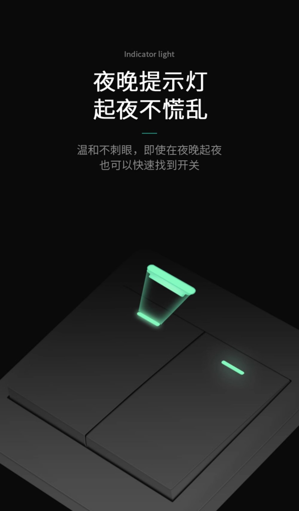 国际电工家用双开双控开关面板带荧光 二开双控开关二位带夜光详情6