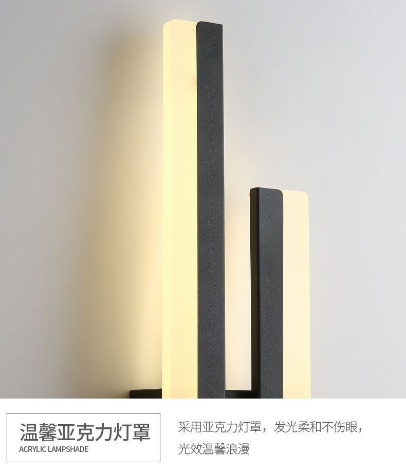 网红现代简约新款风格房间壁灯主卧床头灯极简壁灯压克力长条灯详情8