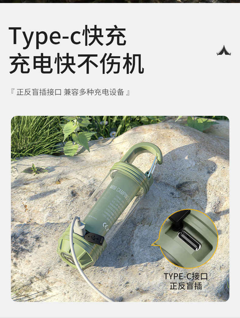 2024新款多功能户外野营灯 便携式强光手电筒充电迷你复古露营氛围灯1详情15