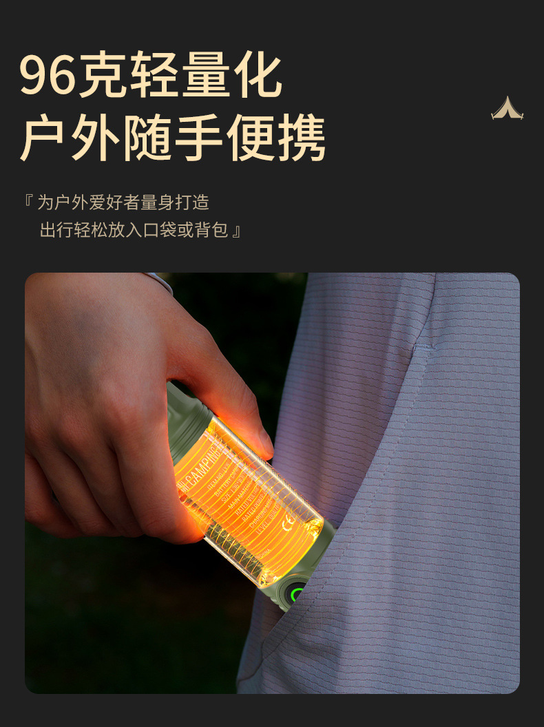 2024新款多功能户外野营灯 便携式强光手电筒充电迷你复古露营氛围灯1详情12