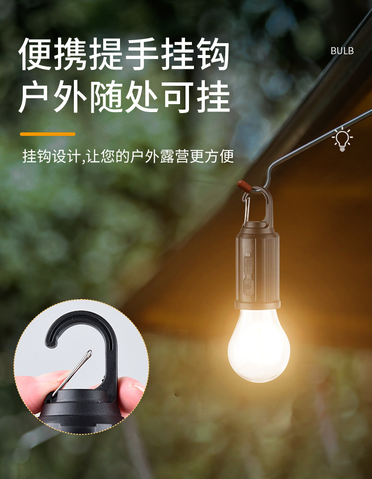 2024新跨境太阳能露营灯充电复古野营灯LED钨丝帐篷灯应急球泡灯详情11