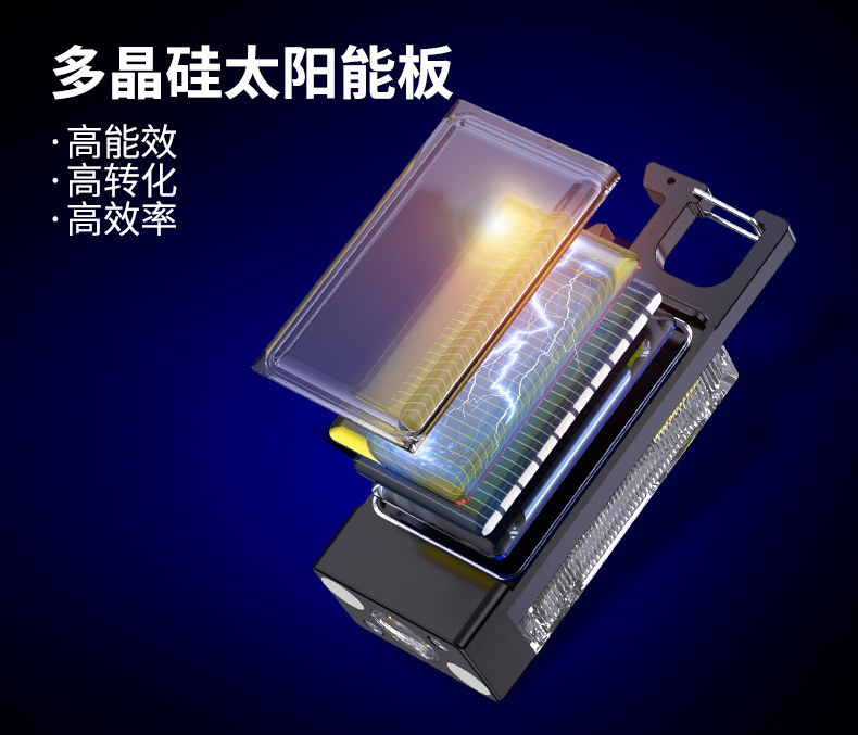 路遥新款大容量太阳能钥匙扣灯户外野营应急USB便携式COB工作灯详情8