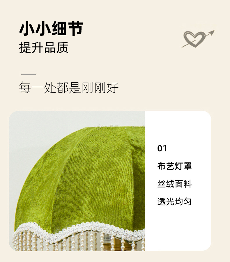 跨境法式复古珍珠流苏台灯酒店卧室客厅氛围灯 LED装饰古典床头灯详情13