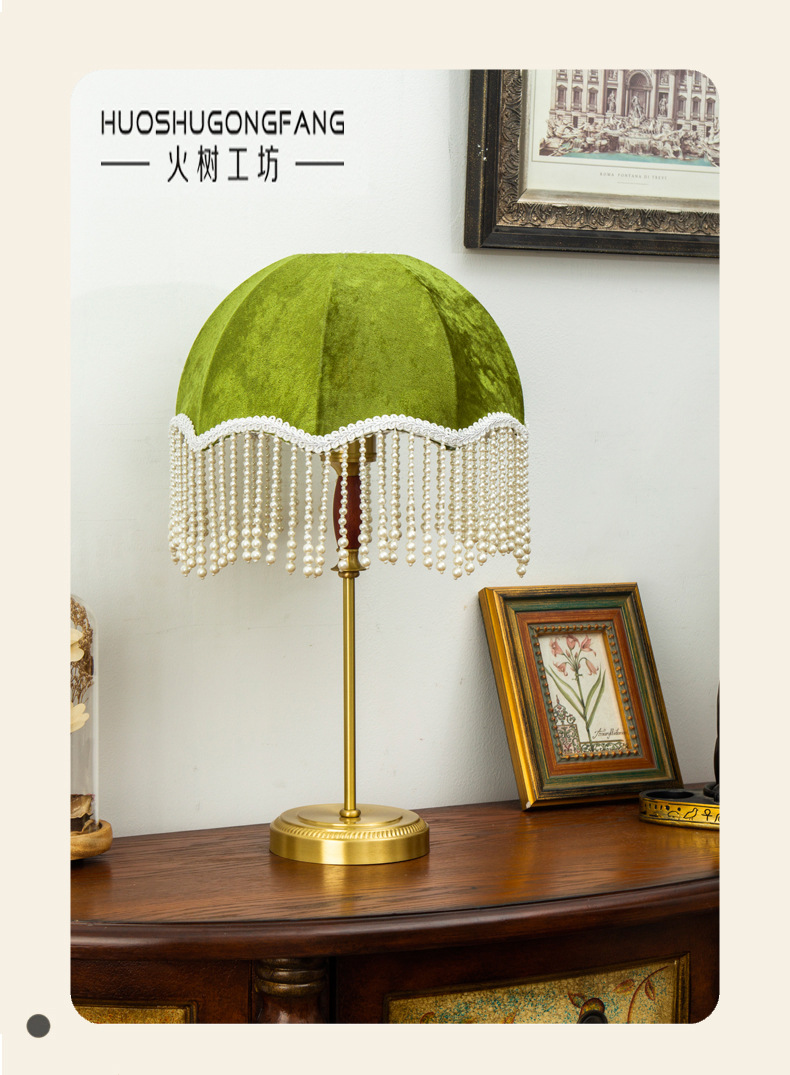跨境法式复古珍珠流苏台灯酒店卧室客厅氛围灯 LED装饰古典床头灯详情22
