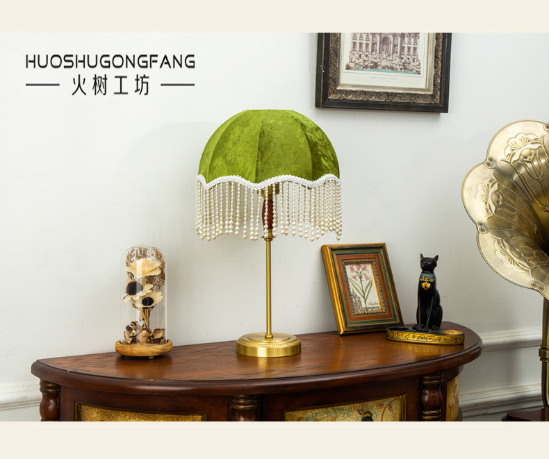 跨境法式复古珍珠流苏台灯酒店卧室客厅氛围灯 LED装饰古典床头灯详情17