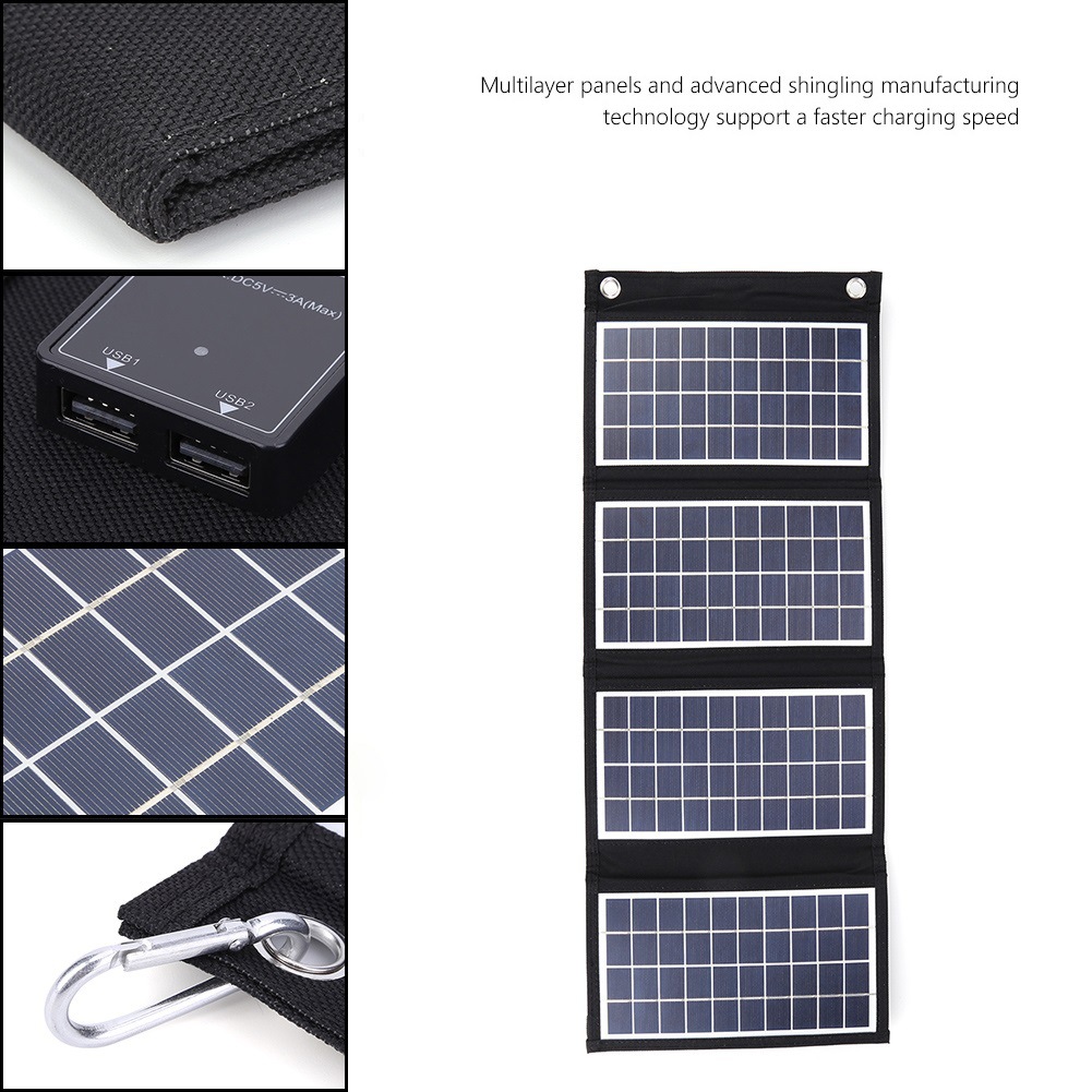 20W 15W 10W 太阳能折叠包充电器太阳能户外移动电源充电板双USB详情4