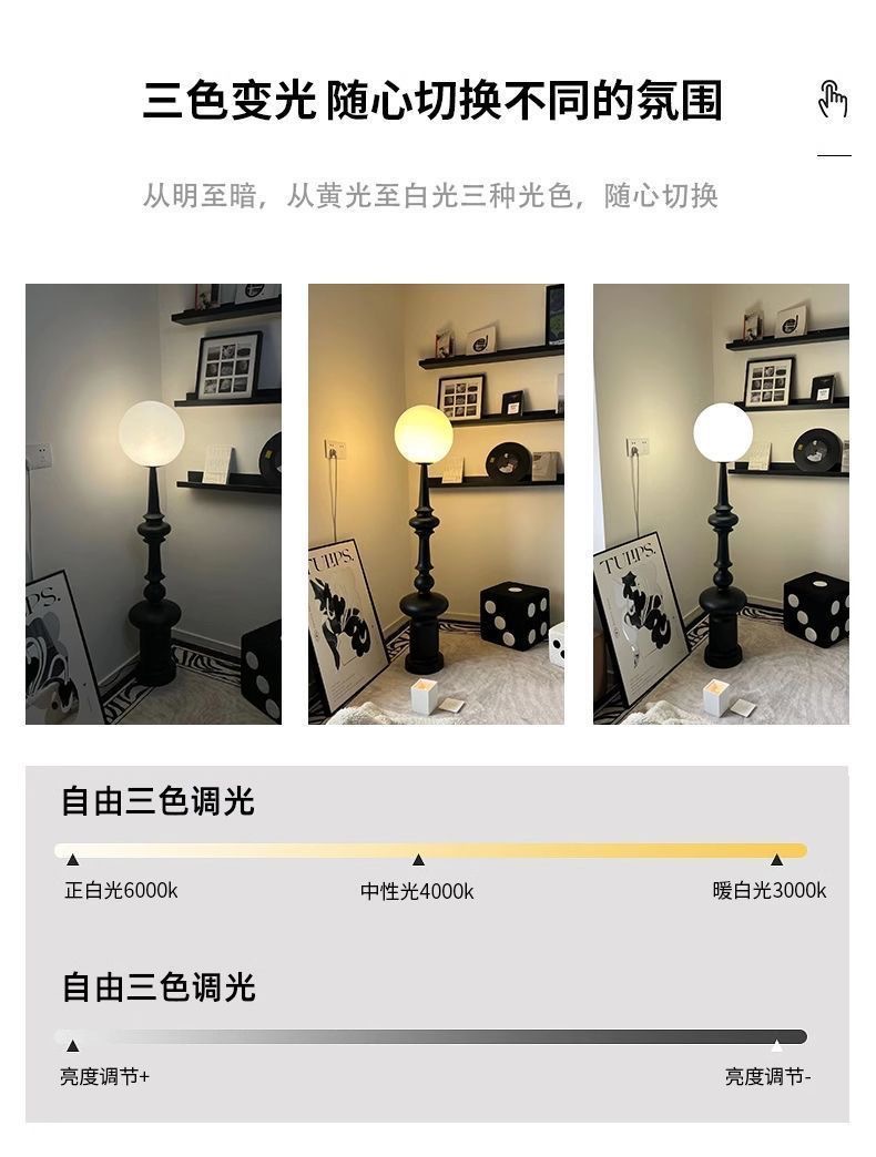 意式复古设计罗马柱落地灯客厅沙发旁卧室中古装饰台灯创意立式灯详情4
