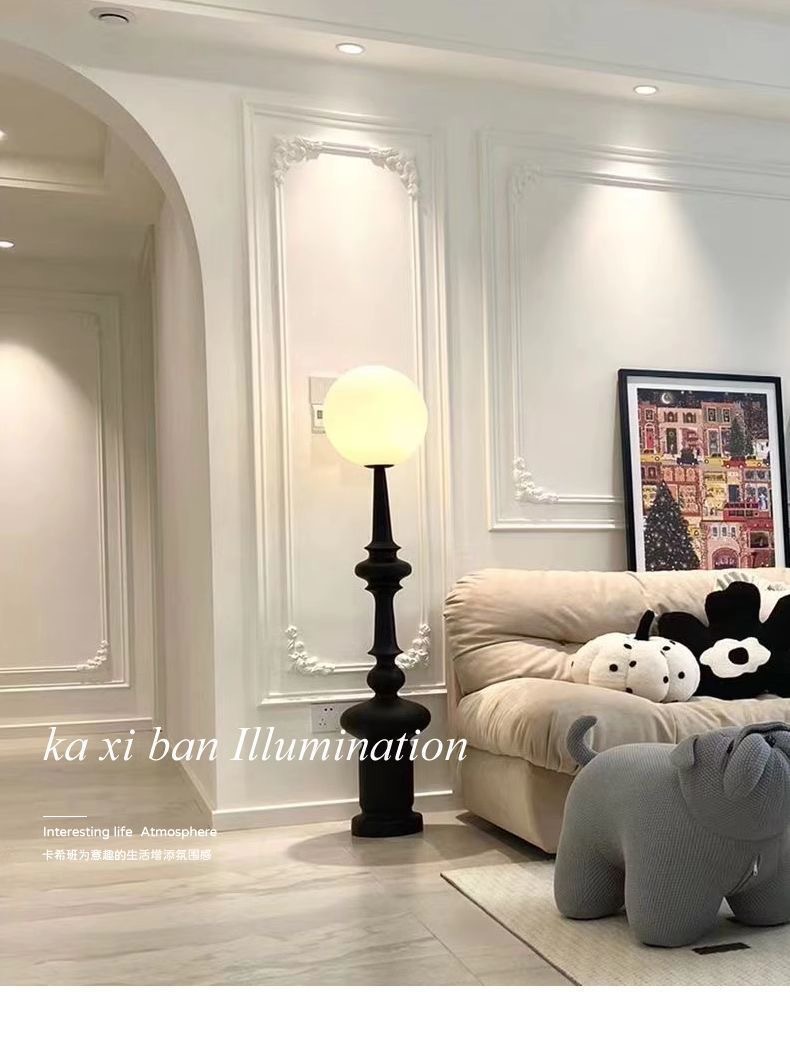 意式复古设计罗马柱落地灯客厅沙发旁卧室中古装饰台灯创意立式灯详情3