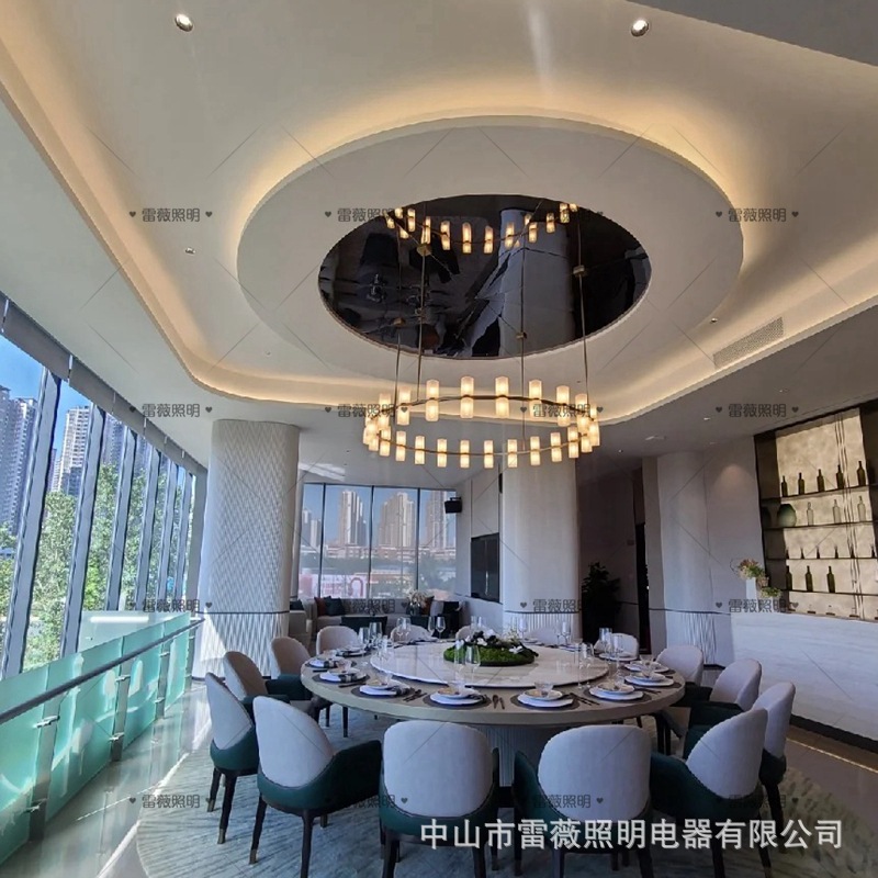 现代新中式餐厅大吊灯会所餐饮饭店包厢酒店包房吊灯中西餐厅吊灯详情8