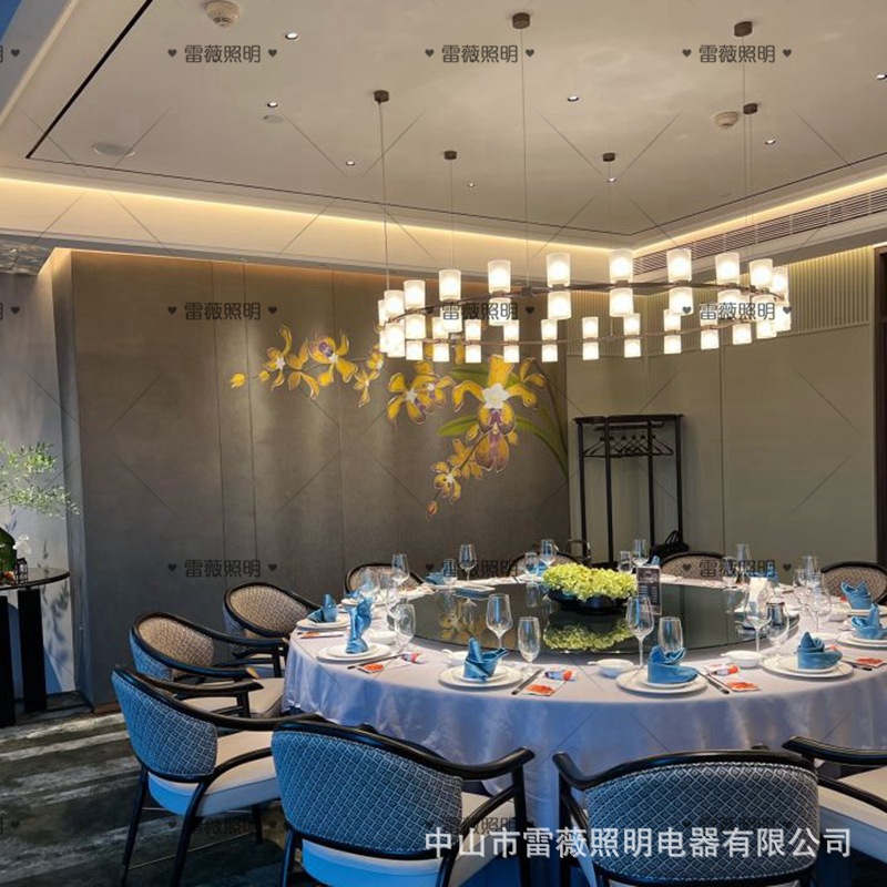 现代新中式餐厅大吊灯会所餐饮饭店包厢酒店包房吊灯中西餐厅吊灯详情13