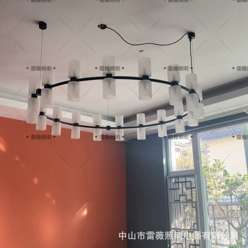 现代新中式餐厅大吊灯会所餐饮饭店包厢酒店包房吊灯中西餐厅吊灯详情14