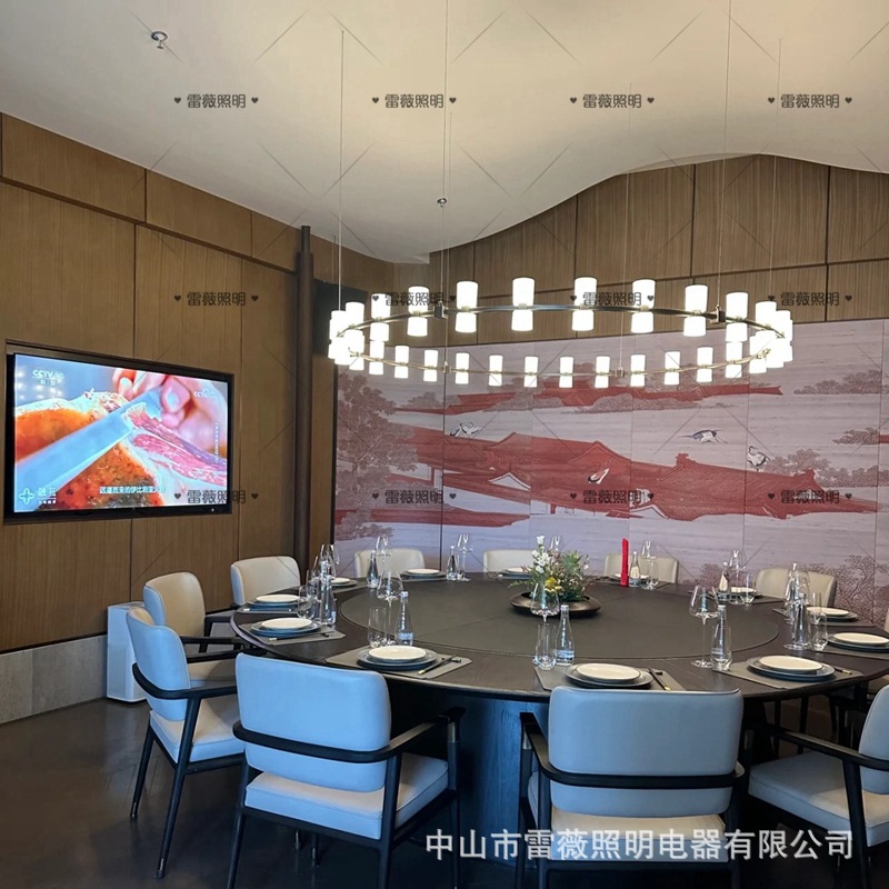 现代新中式餐厅大吊灯会所餐饮饭店包厢酒店包房吊灯中西餐厅吊灯详情9