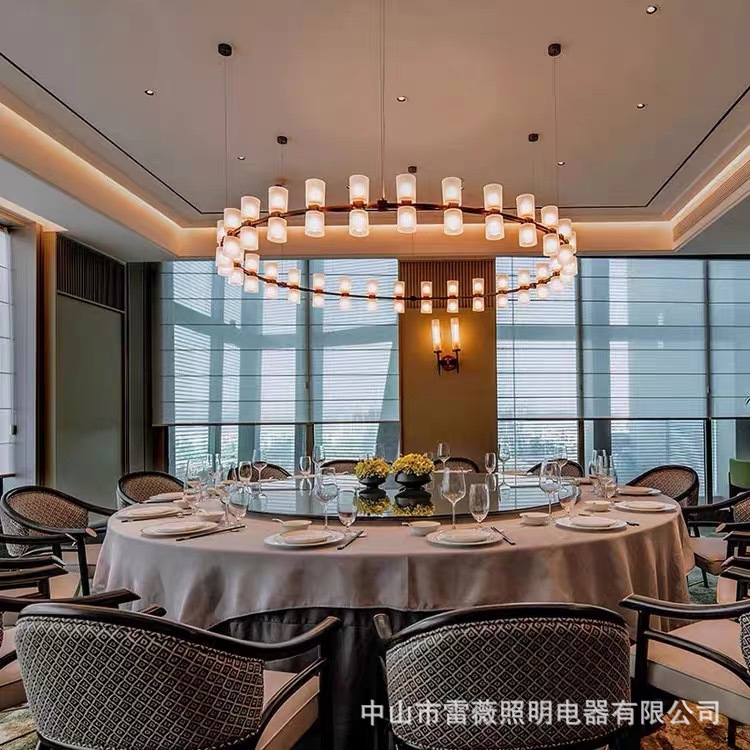 现代新中式餐厅大吊灯会所餐饮饭店包厢酒店包房吊灯中西餐厅吊灯详情11