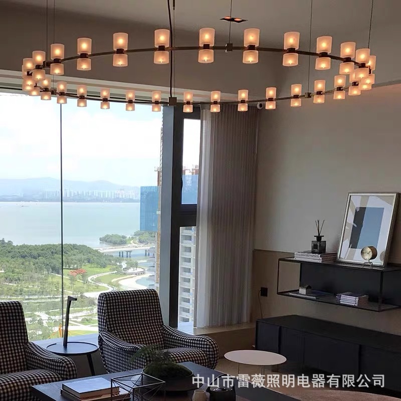 现代新中式餐厅大吊灯会所餐饮饭店包厢酒店包房吊灯中西餐厅吊灯详情10