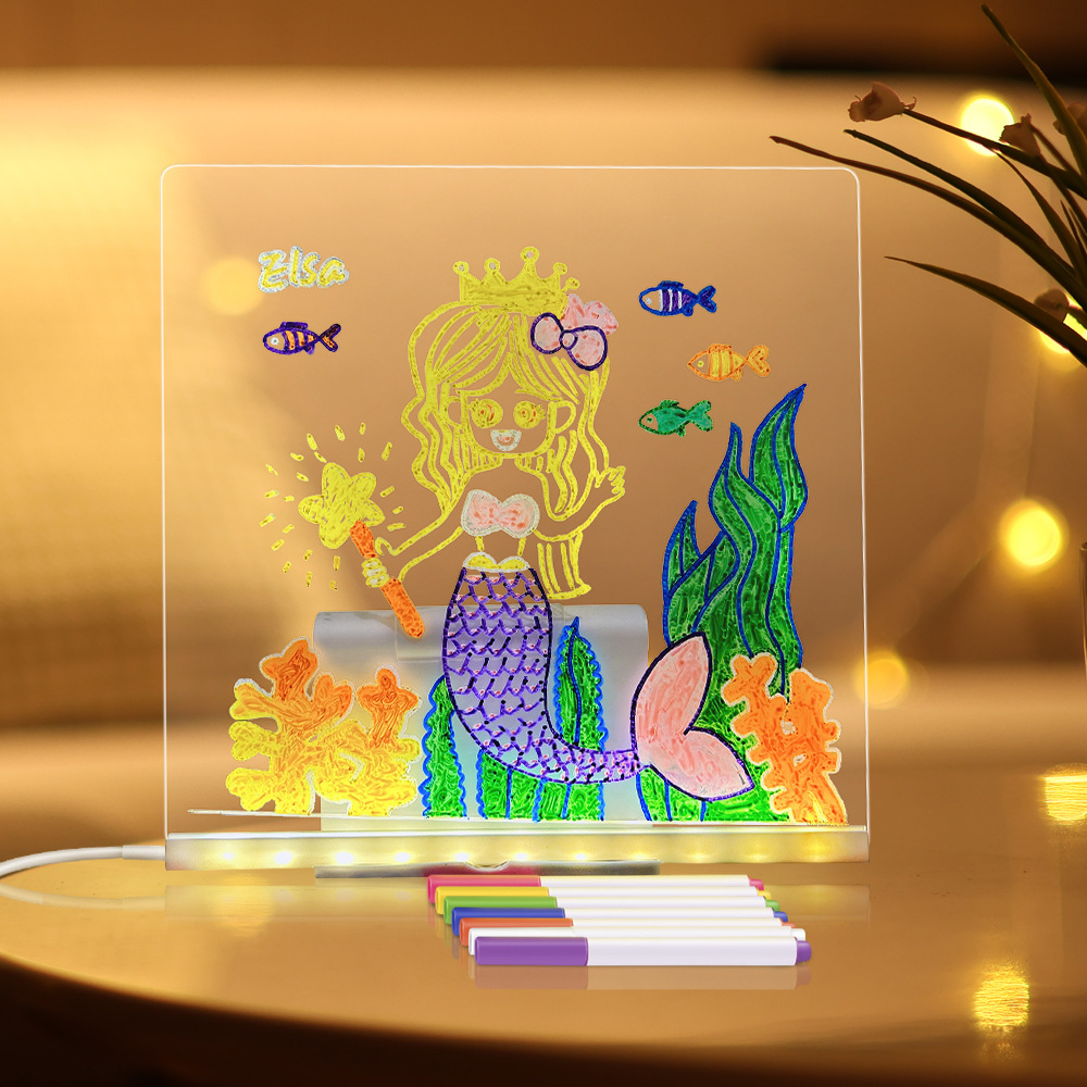 LED氛围小夜灯插电式ins风简约房间桌面摆件绘画互动小礼品详情3