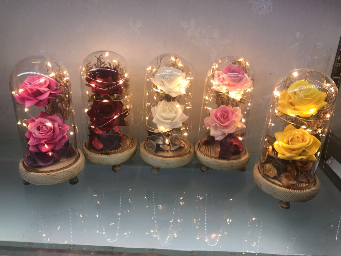 玻璃罩玫瑰花详情5