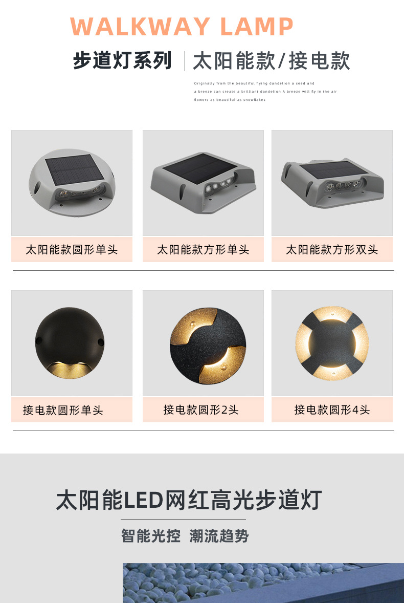 LED网红步道灯户外防水庭院亮化埋地面感应龟背栈道透光台阶射灯详情1
