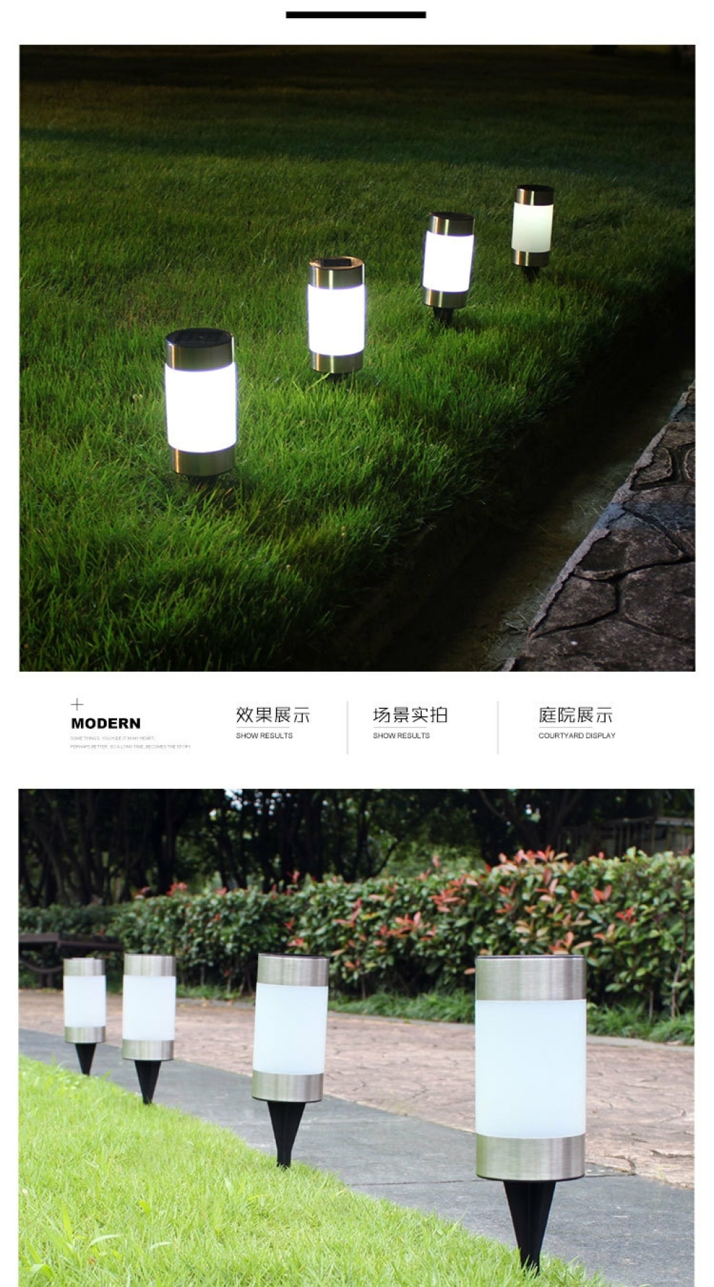 太阳能草坪灯太阳能短炮筒地插灯庭院灯地插led花园灯户外插地灯详情3