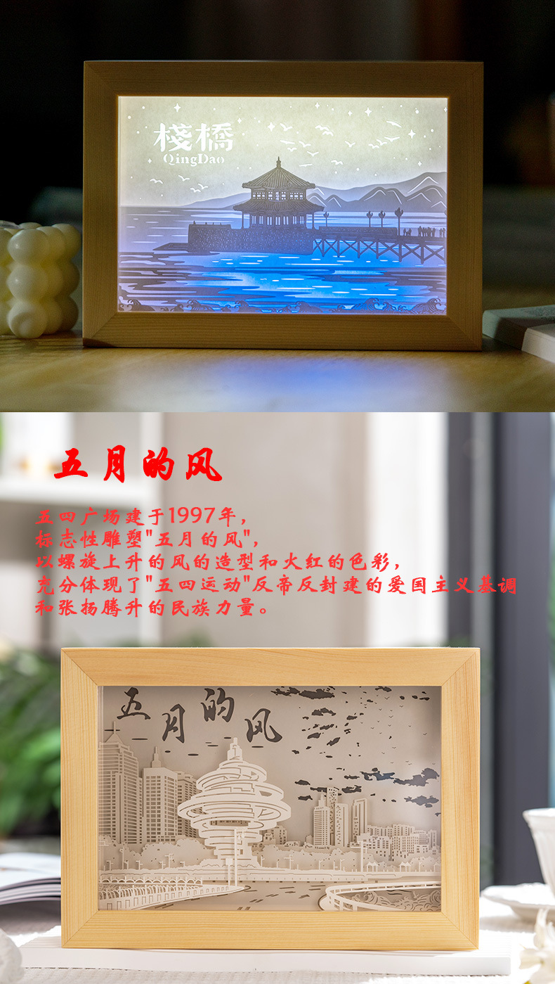 景区文创纸雕灯青岛栈桥上海北京故宫杭州旅游纪念品活动伴手礼物详情4
