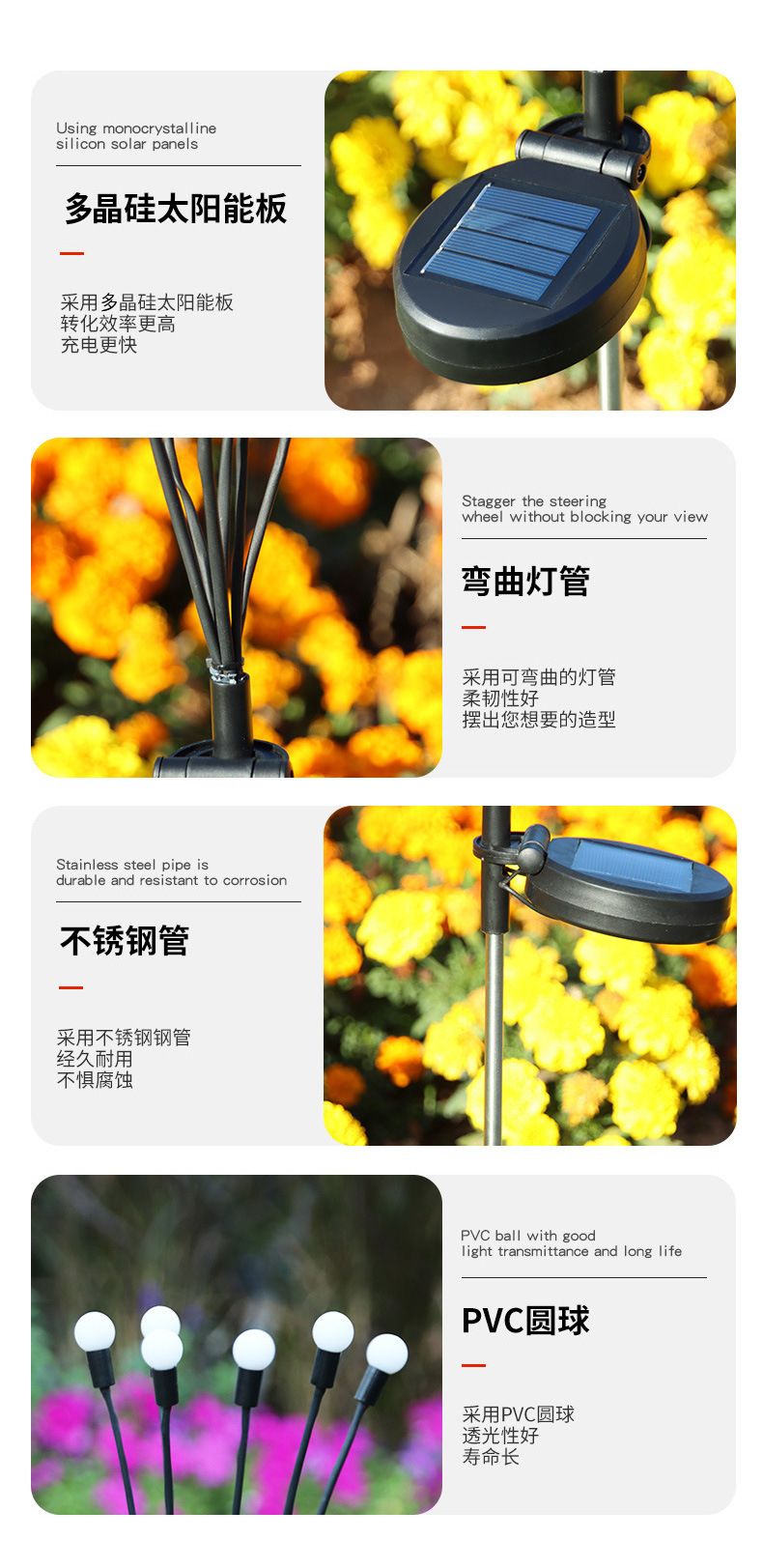 LED太阳能萤火虫灯地插花园布置装饰灯串户外防雨庭院灯草地坪灯详情2