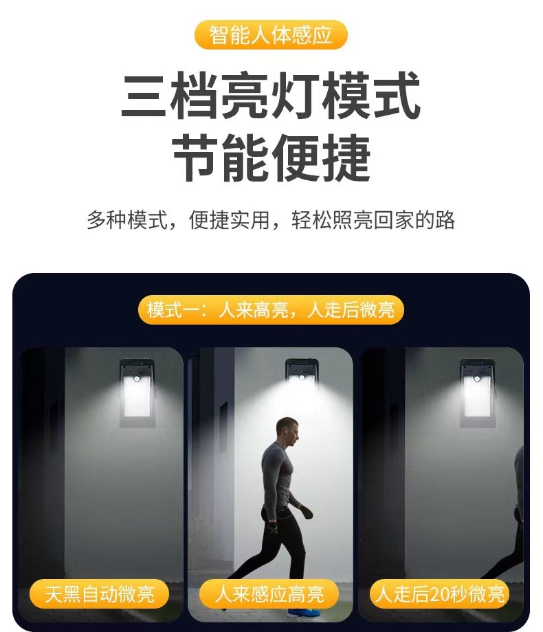 跨境新款太阳能灯太阳能夹子灯露营灯家用花园庭院灯户外 感应壁详情8