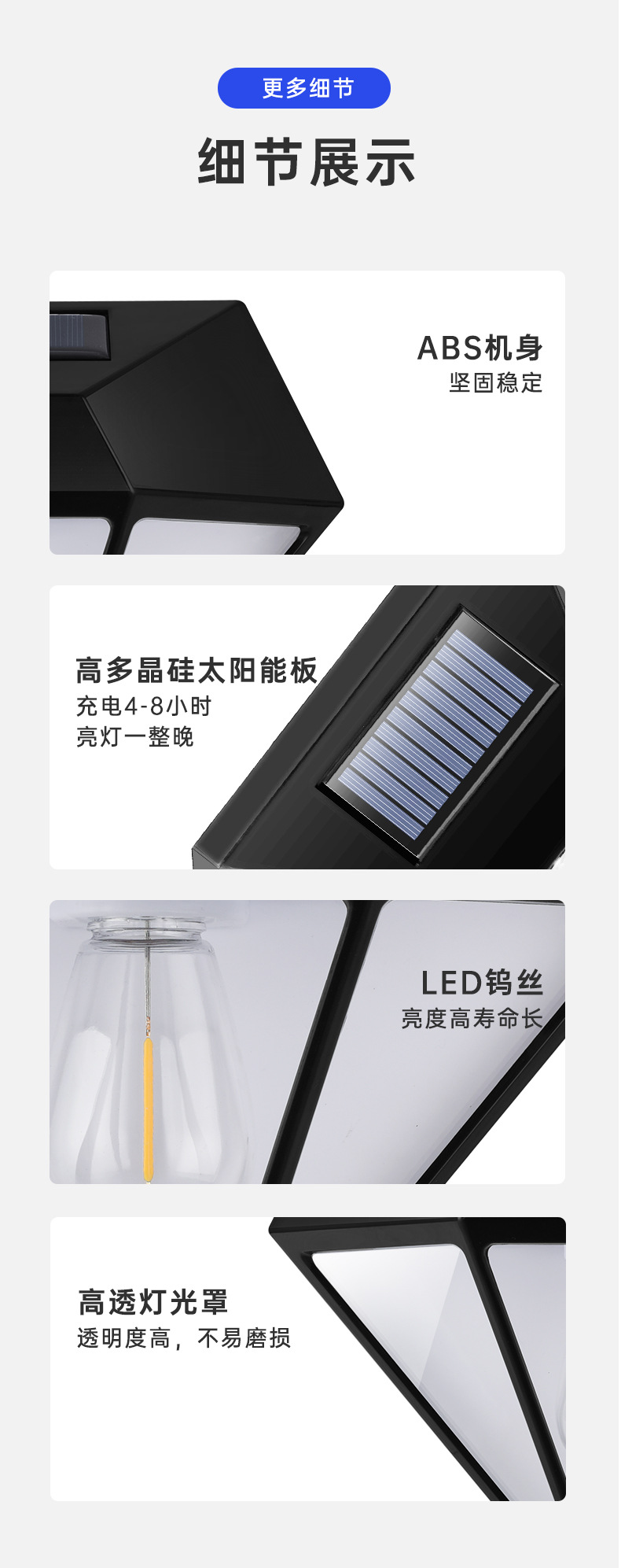 厂家供应太阳能人体感应壁灯 钻石造型感应太阳能灯YU-1008太阳能板庭院灯Lighter灯具灯饰详情15