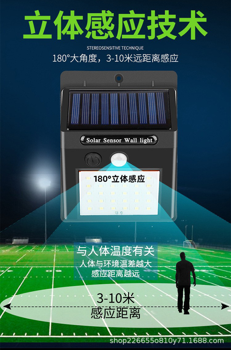 太阳能感应壁灯20LED庭院灯 家用户外防水太阳能墙灯道路照明壁灯详情4