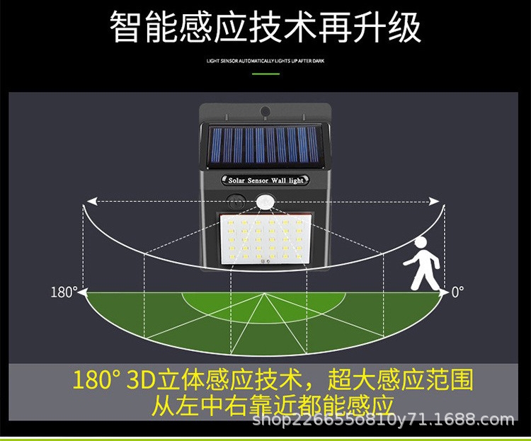 太阳能感应壁灯20LED庭院灯 家用户外防水太阳能墙灯道路照明壁灯详情5