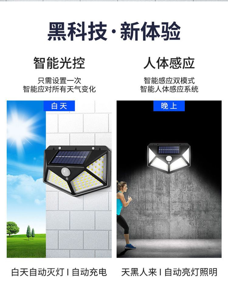 太阳能充电灯庭院灯户外家用壁灯防水感应照明灯自动亮LED专用灯详情5